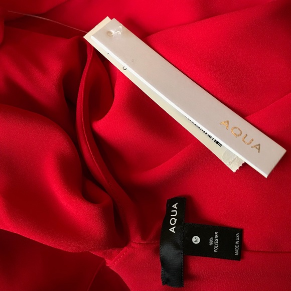 NWT Red Chiffon cold shoulder red dress - Picture 4 of 7